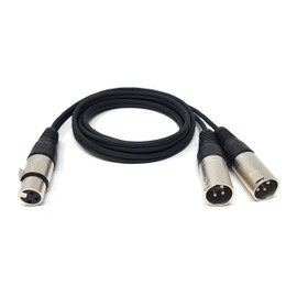 MainCore 1.5m long 3 Pin XLR Female Plug to Twin 2 x XLR 3 Pin Socket Male Balanced Splitter Extender Cable Lead Cord