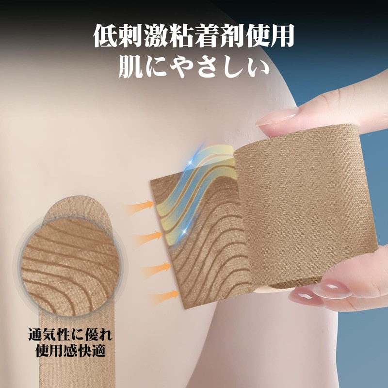 KTQUICK カット済みテーピング 腰＆背 伸縮 テーピングテープ 12Pcs プレカットキネシオテープ スポーツテープ 腰背サポーター 筋トレ