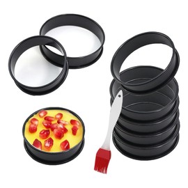 Poggapp 8 Pack Crumpet Rings Non-Stick English Muffin Rings 8cm - Double Rolled Tart Rings Stainless Steel Round Ring Shapes