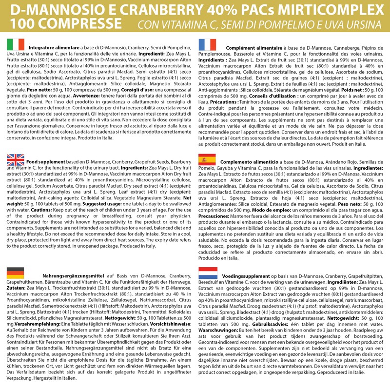 D - Mannosio e Cranberry 40% PAC Mirti Complex con