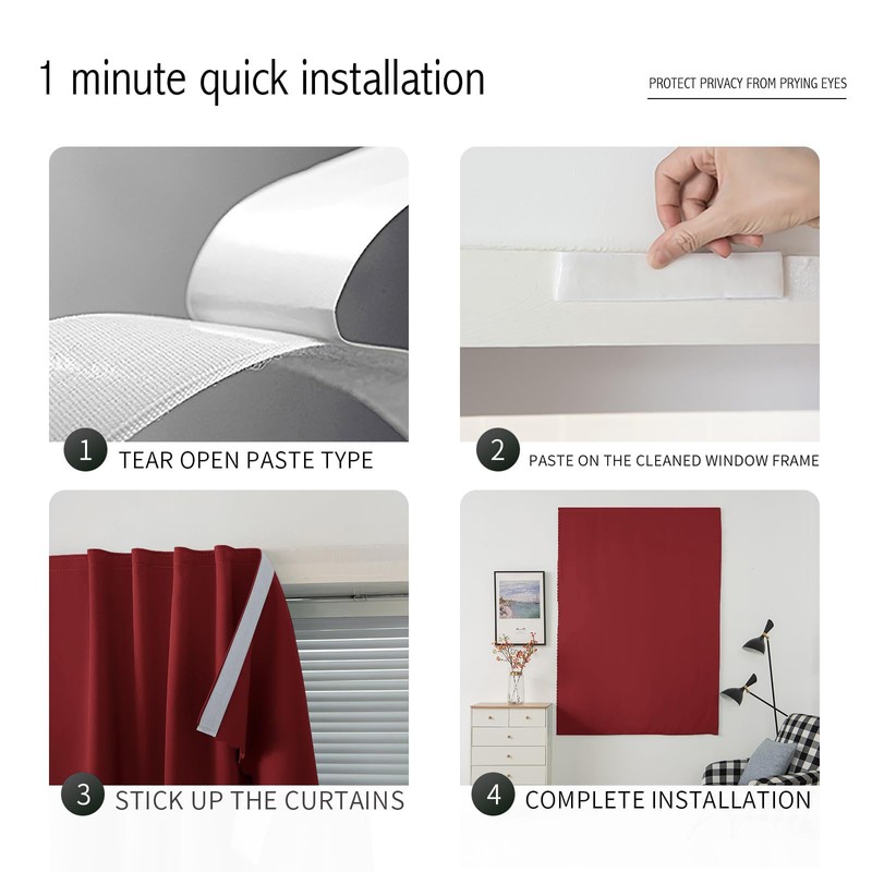 Sovtfides Cortinas Autoadhesivas, Cortinas Adheribles Persianas Opacas Cubiertas de Ventana