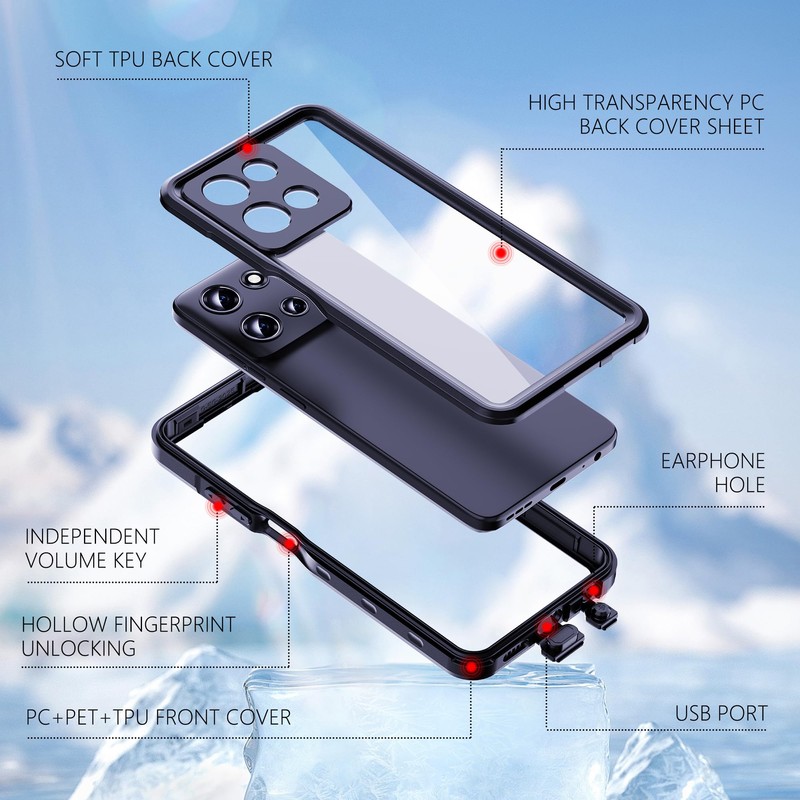 Makbstpect for Moto G 5G 2025 Case Waterproof, Built-in Screen