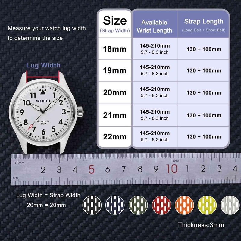 WOCCI 18mm Breathable Hollow Silicone Watch Band, Quick Release, Replacement