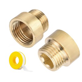 Shower Head Extension Arm, 2 Pack Brass G1/2 Male to G1/2 Female Thread 20mm Length Pipe Fitting Coupler Copper Shower Head Extender with 8M PTFE Pipe Sealant Tape