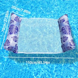 Pack of 2 Water Hammock with Net, 4-in-1 Air Mattress Pool Adult Inflatable Pool Deck Chair Swimming Mattress with Net, Pool Toy Assesoires for Armchairs Pool Chair Pool Mattress, 130 x 70 cm