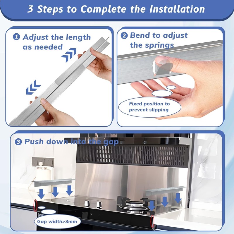 Stove Gap Covers 13.8-27.6 Inch Adjustable, 2 Pack Stainless Steel