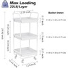 TOOLF 3-Tier Storage Rolling Cart, Kitchen Utility Cart with Wheels,