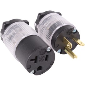Journeyman-Pro HJP-520PC-LIT Lighted Plug & Connector Set 20 Amp 120-125 Volt, NEMA 5-20P + 5-20R(5-20C), 2Pole 3Wire, Straight Blade, Male & Female Plug Combo Power Indicating (1)