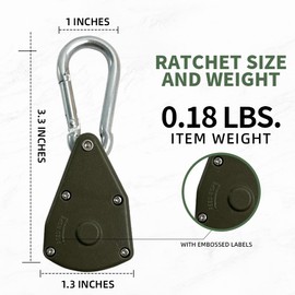 KOKKOYA Adjustable Rope Hanger,15FT Retractable Ratchet Straps,Heavy-Duty Tie Downs for Grow Lights,Camping Gear,RVs Includes Pulley System(4-Pack)