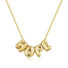 KissYan Friendship Necklace, 14K Gold Plated Bubble Letter Best Friend Necklace, Fashion Bff Jewelry Gift for Birthday Graduation (HOPE)