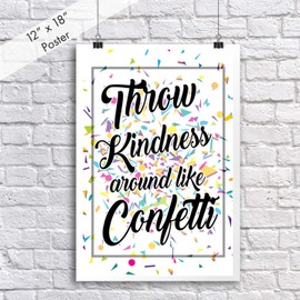 Classroom Posters Throw Kindness Around Like Confetti Growth Mindset Poster School Decorations Kids Motivational Inspirational Teacher Supplies Kindergarten Teachers Educational Toddlers Mindsets P015