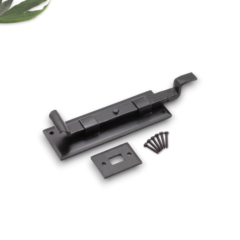 Hand Forged Traditional Black Beeswax Cranked/Necked Door Bolts 6" &