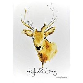 Clare Baird Creations Tea Towel in a Highland Stag Design