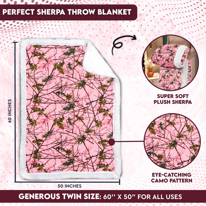 TrailCrest Soft Touch Reversible Camo Throw Blanket - 50" X