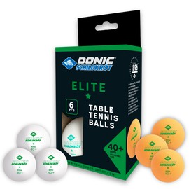 Donic-Schildkröt 1-Star Elite Table Tennis Balls, Poly 40+ Quality, 6 Pieces in a Blister, 3x White/3x Orange