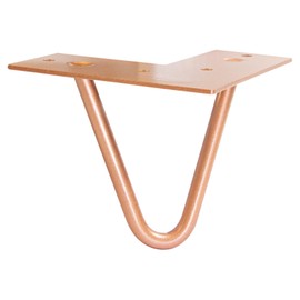 WAGNER 12821401 Furniture Leg / Table Leg / Furniture Foot - Hairpin Leg - Retro Style - Powder-Coated Steel Copper, 12 x 12 x 10 cm, Tapered Leg / Angled Leg, Integrated Screw-On Plate