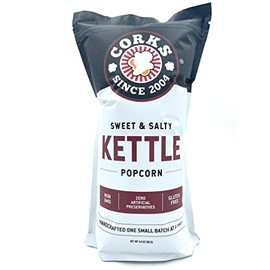 Corks Original Kettle Corn Popcorn Bags, 3oz – Sweet and Salty Gourmet Popcorn Coated with Fine Sugar & Salted to perfection, Gluten-Free, Classic Movie Snack