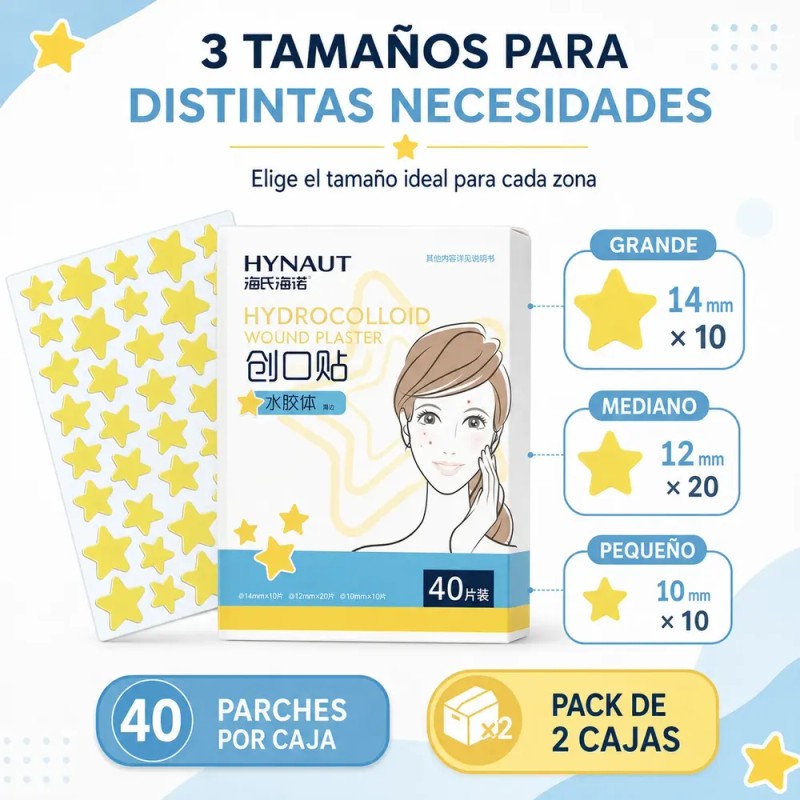 Parches Hidrocoloides Estrella Acne 2 Cajas 80 Pzs