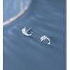 Tiny Dolphin Stud Earrings S925 Sterling Silver Cubic Zirconia Animal