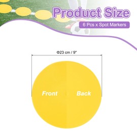 PATIKIL Spot Markers 9 Inch, 6 Pcs Non-Slip Floor Dots Agility Markers Flat Field Cones Poly Dots for Gym PE Speed Training Dance Soccer Basketball Sports, Yellow