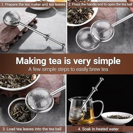 2PCS Infusor de Te, Stainless Steel Tea Strainer, Infusor de T, Colador de Azcar en Polvo, se Puede Utilizar para Filtrar Hojas de T, Especias...     