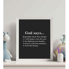 “God Says-Remember These Four Things" Inspirational Wall Print-8 x 10"- Modern Typographic Design-Ready to Frame. Christian Wall Art for Home-Office-Church Décor. Great Reminder to Trust in God!