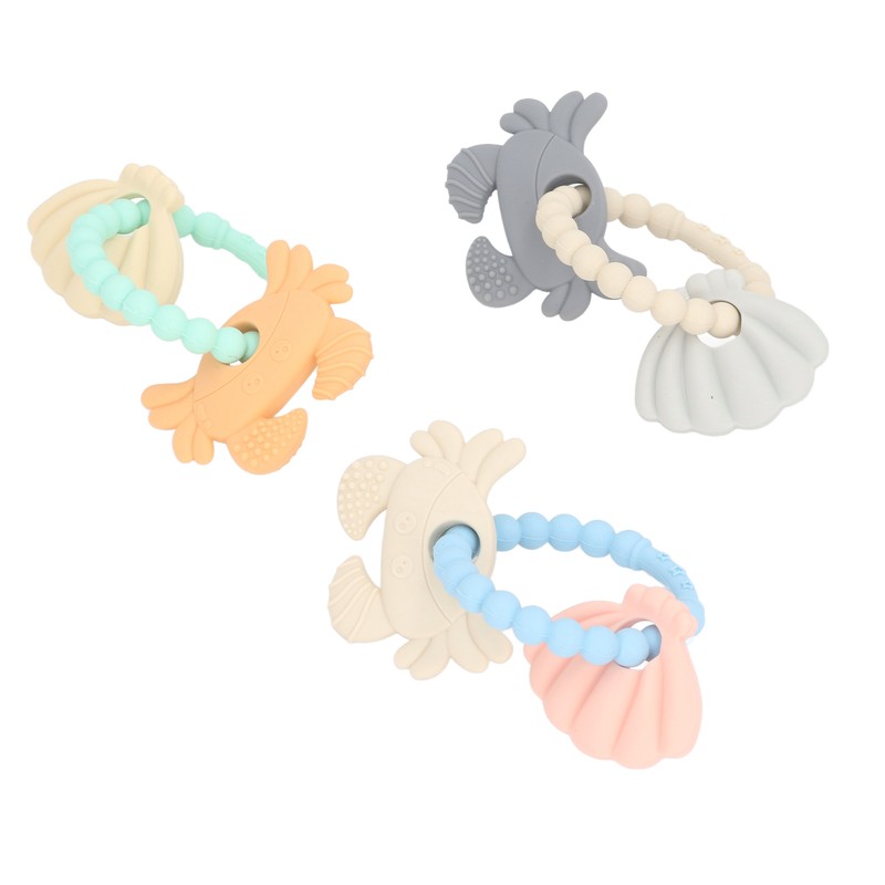 3pcs Silicone Shell Teething Ring Soothes Gum Soreness Crab Shell