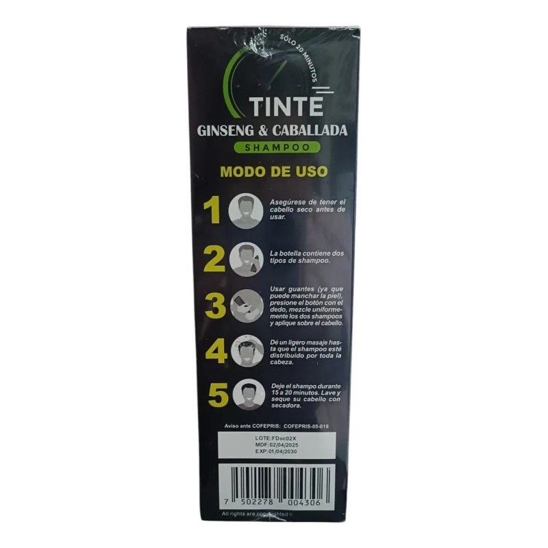 Shampoo Tinte Ginseng Caballada Acelerador Color Castaño