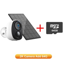 Sansco 2K 3MP Wifi Home Solar Security Camera Wireless Battery Powered 2-Way Audio+64GB