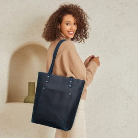 S-ZONE Women Vintage Genuine Leather Tote Bag Large Shoulder Purse Work Handbag