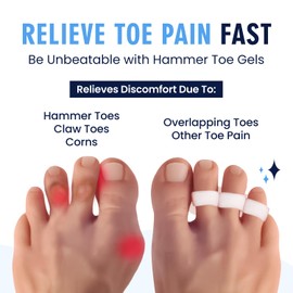 Dr. Frederick's Original Hammer Toe Corrector Gels - 2 Pairs - All-Day Relief for Crooked & Overlapping Toes - Soft Cushioning - Symptomatic Support for Toe Alignment - White - 3 Loop Design