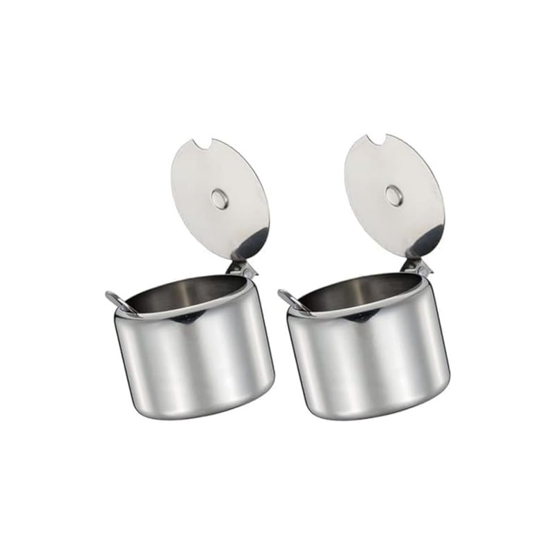Wwyan 1Set of Silver 285ml Stainless Steel Sugar Bowl with