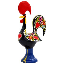 Galos 10 Inch Good Luck Portuguese Rooster Barcelos Metallic Figurine for Kitchen Decor (Black),1-10-25.5CMRD