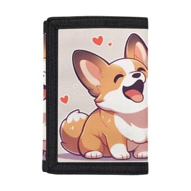Noteligou Cute Corgi Kids Wallet for Boys Credit Card Holder Wallet for Children Small Slim RFID Card Wallets Zipper Coin Purse with ID Credit Card Holder Mini Cash Wallet with Card Slots ID Window