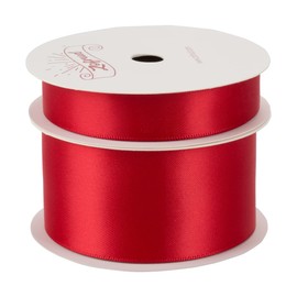 Zofrud 2 Rolls of Red Double Faced Satin Ribbon - 18 Meters Total (16mm and 38mm x 9M) - Ideal for Crafts, Gift Wrapping, and Weddings
