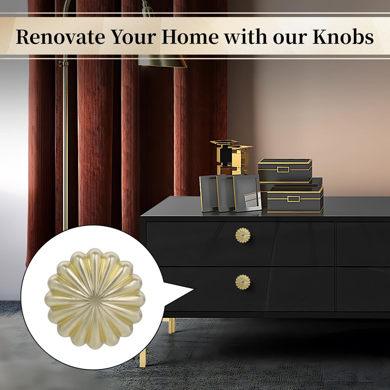 ShipeeKin 4X Gold Drawer Knobs Gold Kitchen Cabinet Knobs Pumpkin