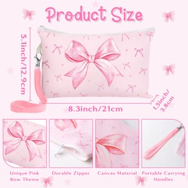 R HORSE 9Pcs Pink Bow Makeup Bag Cute Gifts for Women Girls, Ladies Travel-Friendly Canvas Cosmetic Toiletry Pouch Bag Organizer Christmas Birthday Gifts for Bestie Family Lover Friend