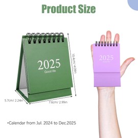 Pack of 2 Mini Desk Calendar 2024/2025, Small Standing Calendar from July 2024 to December 2025, Small Desk Calendar with Stickers, Mini Desk Calendar 2025 for Home Office School