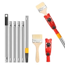 Multiangle Paint Roller Extension Pole: 1.7m Stainless Paint Brush Extension Pole Set with 6Pcs Extendable Poles Versatile Painting Brush Attachments for Most Rollers Scrapers Walls Ceiling