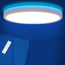 LEZOE RGB LED Ceiling Light Dimmable with Remote Control, 24 W 2650 LM LED Ceiling Light Colour Changing with RGB Back Lighting 3000 K - 6500 K for Living Room Children's Room Bedroom Kitchen Cellar