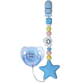 HELERKOL Lindo clip para chupete de estilo azul con chupete magnético azul, accesorios de juguete para muñecas renacidos (nube de estrella)