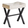 IBUYKE U-Shaped Linen Vanity Stool, Square Makeup Chair with X-Leg,