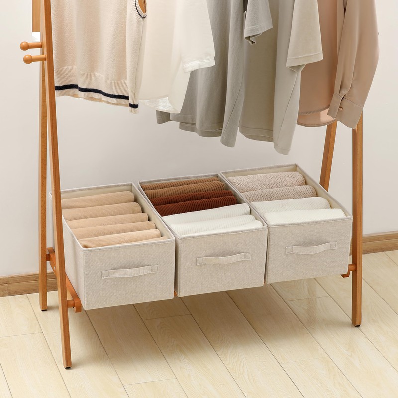 Linen Folding Storage Bins, 3 Pack Large Storage Baskets, Washable,
