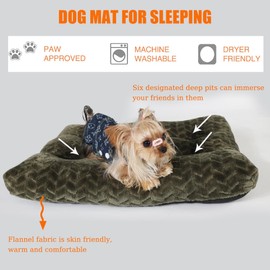 Dog Crate Mat for Dog Cages Olive Green Dog Bed for Small Dogs 24 Inch Dog Crate Bed Washable Dog Mats for Sleeping,Up to 25 lbs Soft and Fluffy Small Dog Bed for Crate Tire Printing Olive Green S.