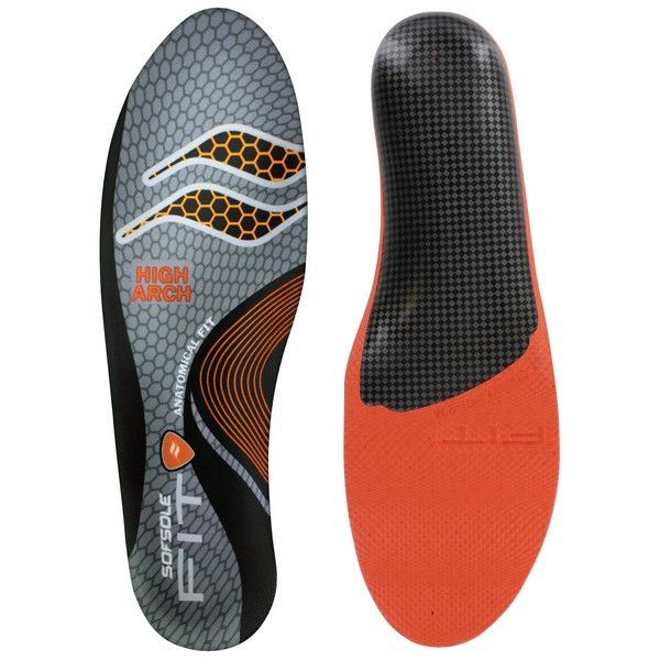 Sof Sole Women's High Arch Unisex FIT Support Insoles, Grey, Women's 7-8/Men's 5-6
