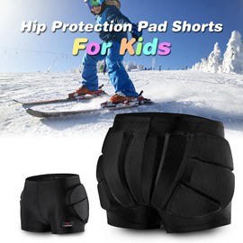 LIXADA Kids Protective Padded Shorts with 0.6'' Thicken EVA Pad, Hip Protection Pads Shorts for Snowboarding Skating Skiing Black