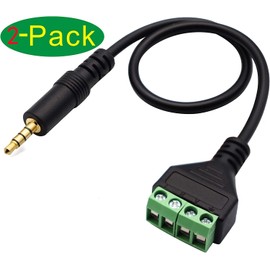 RUNCCI-YUN 2PCS 4 Pole 3.5mm Screw Terminal Cable 3.5mm (1/8) Stereo TRRS Audio Male to AV 4Pin Female Screw Terminal Headphone Balun Solderless Converter AdapterCable(27CM)