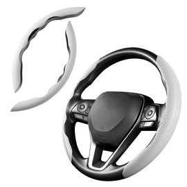 Cartist Steering Wheel Cover, Carbon Fiber Steering Wheel Cover, Car Steering Wheel Cover for Men/Women, Anti-Slip, Comfortable Grip, Durable, Universal for 99% Car Interior Accessories (White)