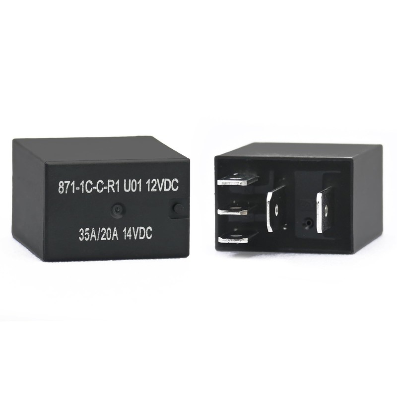 GROBARPART 2 Pcs 871-1C-C-R1 U01 Relay, 35/20A 12V 5 Pins