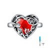 AOBOCO 925 Sterling Silver Rose Heart Cremation Ring Holds Loved